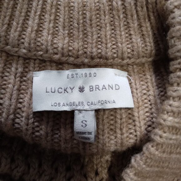 Lucky Brand Dakota Tan V Neck Collar Knit Sweater Size S - Picture 11 of 14